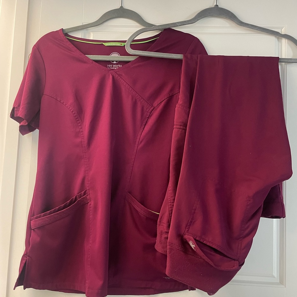 Healing Hands Burgundy Scrub Set